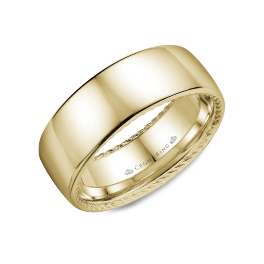 Polished Finish and Hidden Roped Detailing Wedding Band (8MM)