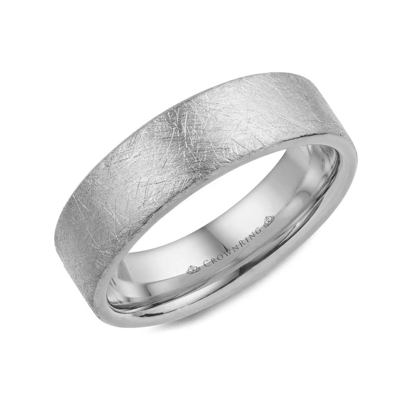 Diamond Brush Top Wedding Band (6MM)