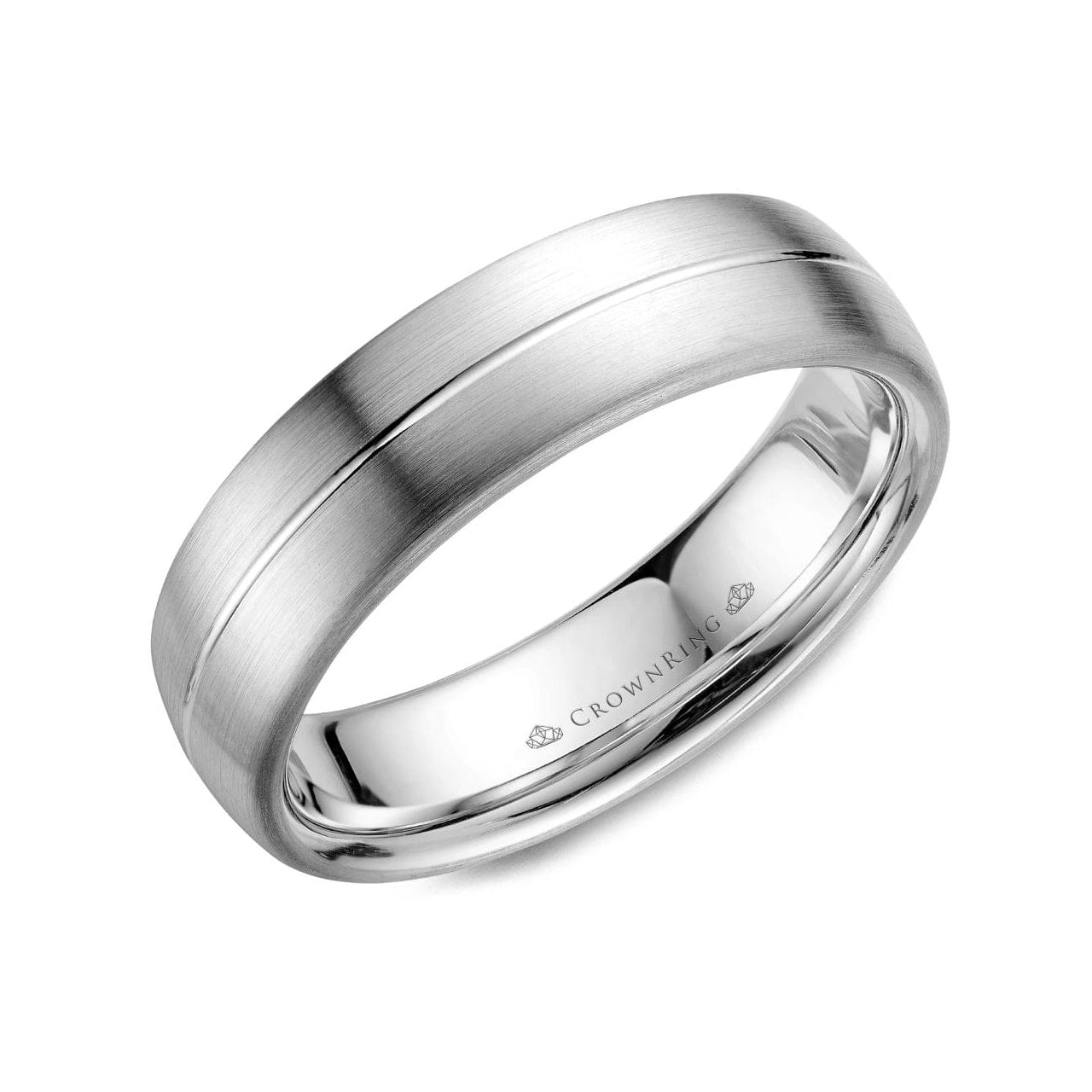 Sandpaper Top with High Polish Center Line Wedding Band (6MM)