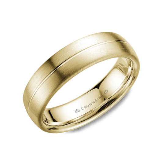 Sandpaper Top with High Polish Center Line Wedding Band (6MM)