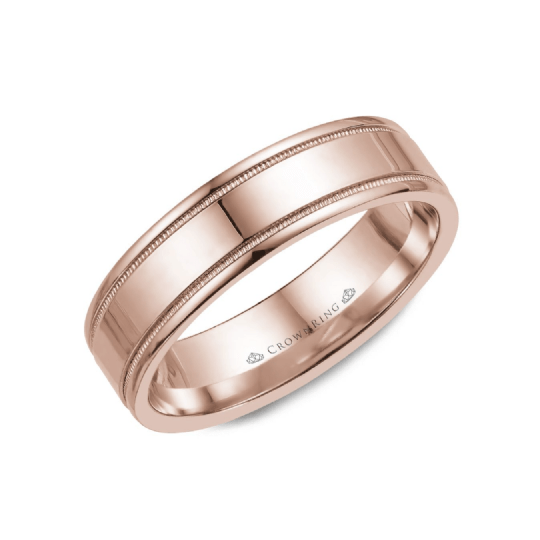 Polished Finish with Milgrain Detailing Wedding Band (6MM)