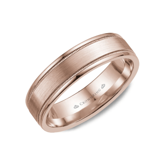 Sandpaper Center with High Polished Sides Wedding Band (6MM)