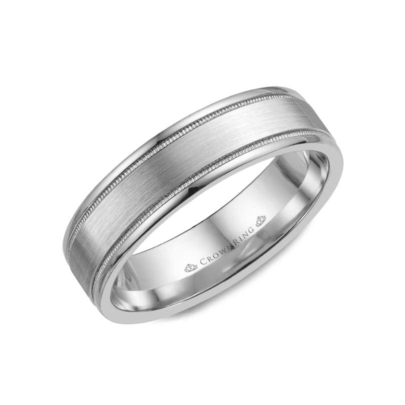 Sandpaper Center with High Polished Sides Wedding Band (6MM)