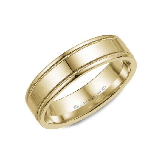 Polished Finish with Milgrain Detailing Wedding Band (6MM)