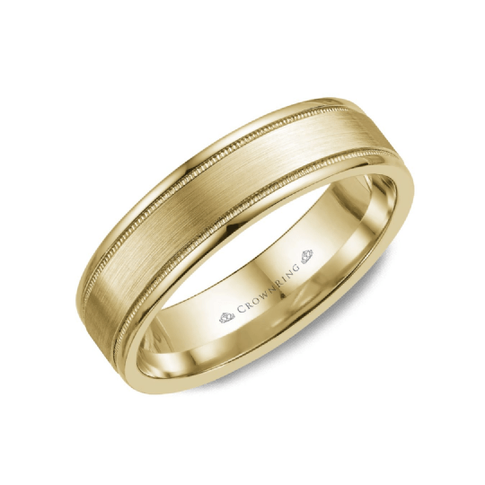 Sandpaper Center with High Polished Sides Wedding Band (6MM)