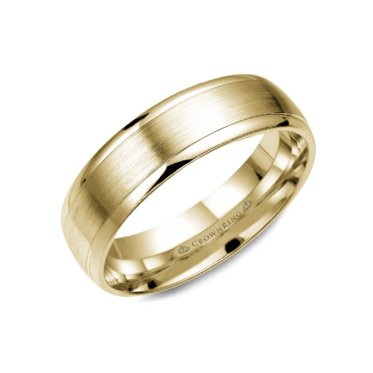 Sandpaper Centered with High Polish Edges Wedding Band (6MM)