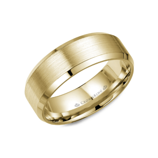 Sandpaper Center with High Polish Edges Wedding Band (8MM)