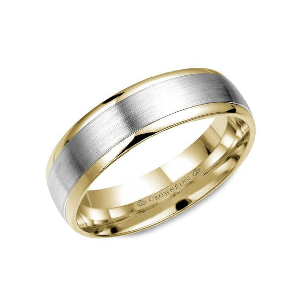 Duo Gold Wedding Band with Sandpaper Center and High Polished Edges (6MM)