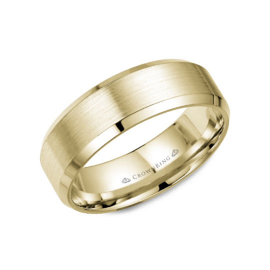 Sandpaper Center with High Polished Edges Wedding Band (7MM)