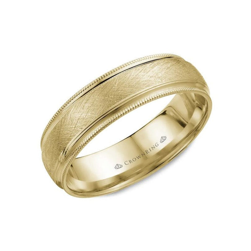 Brushed Top with Milgrain Edges Wedding Band (6MM)