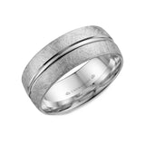 Textured Finished with Polished Center Line Wedding Band (8MM)