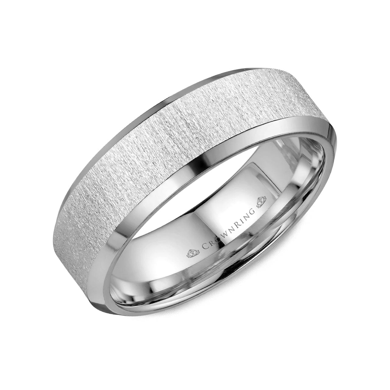 Sandpaper Center with High Polished Sides Wedding Band (8MM)