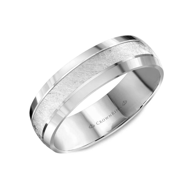 Diamond Brush Center with Beveled Edges Wedding Band (6MM)