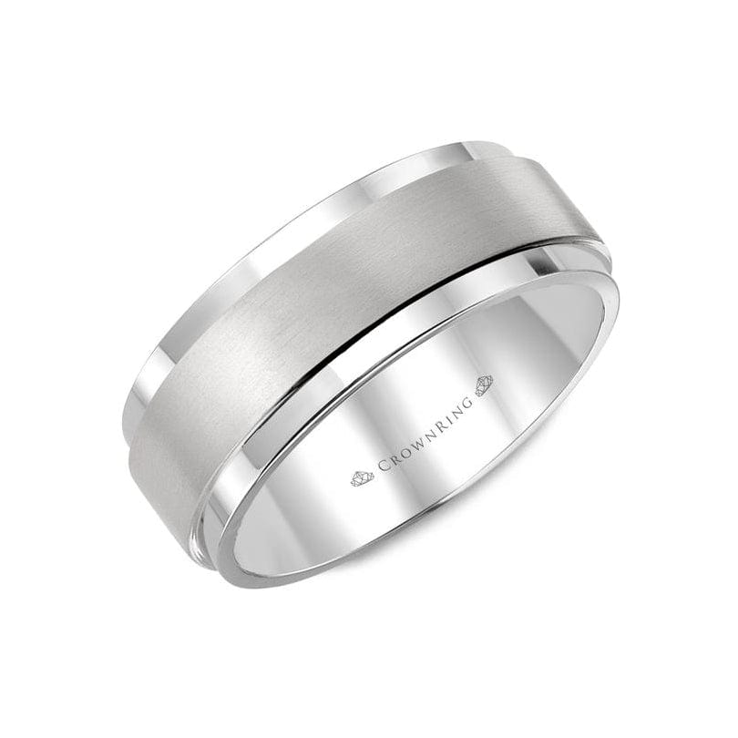 Sandpaper Center with High Polish Sides Wedding Band (8MM)