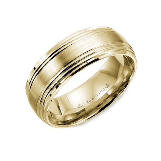 Brushed Center and Line Detailing Wedding Band (8MM)