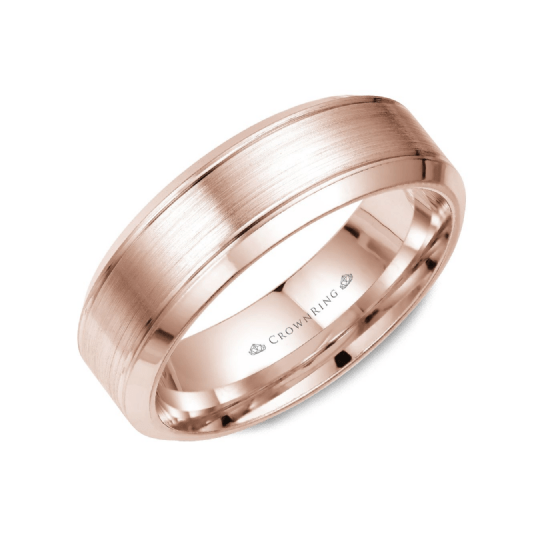 Sandpaper Center with High Polish Sides Wedding Band (7MM)