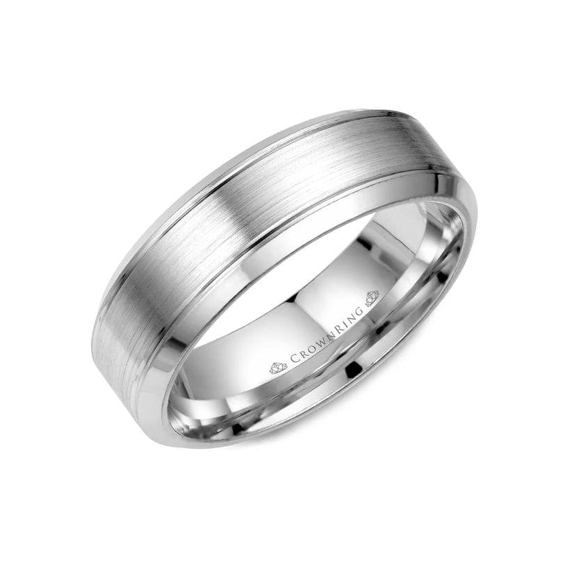 Sandpaper Center with High Polish Sides Wedding Band (7MM)