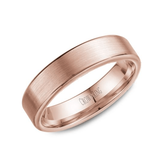 Sandpaper Top with High Polish Round Edges Wedding Band (5.5MM)