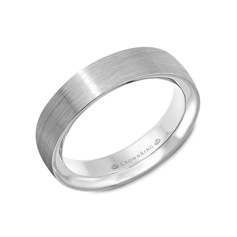 Sandpaper and High Polish White Gold Wedding Band (5.5MM)