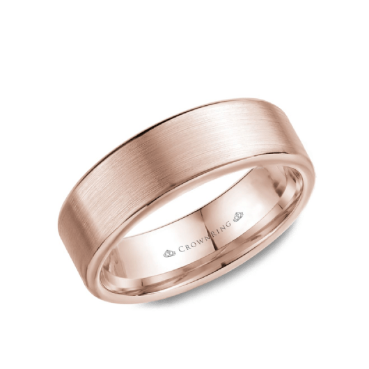 Sandpaper Top with High Polish Round Edges Wedding Band (7MM)