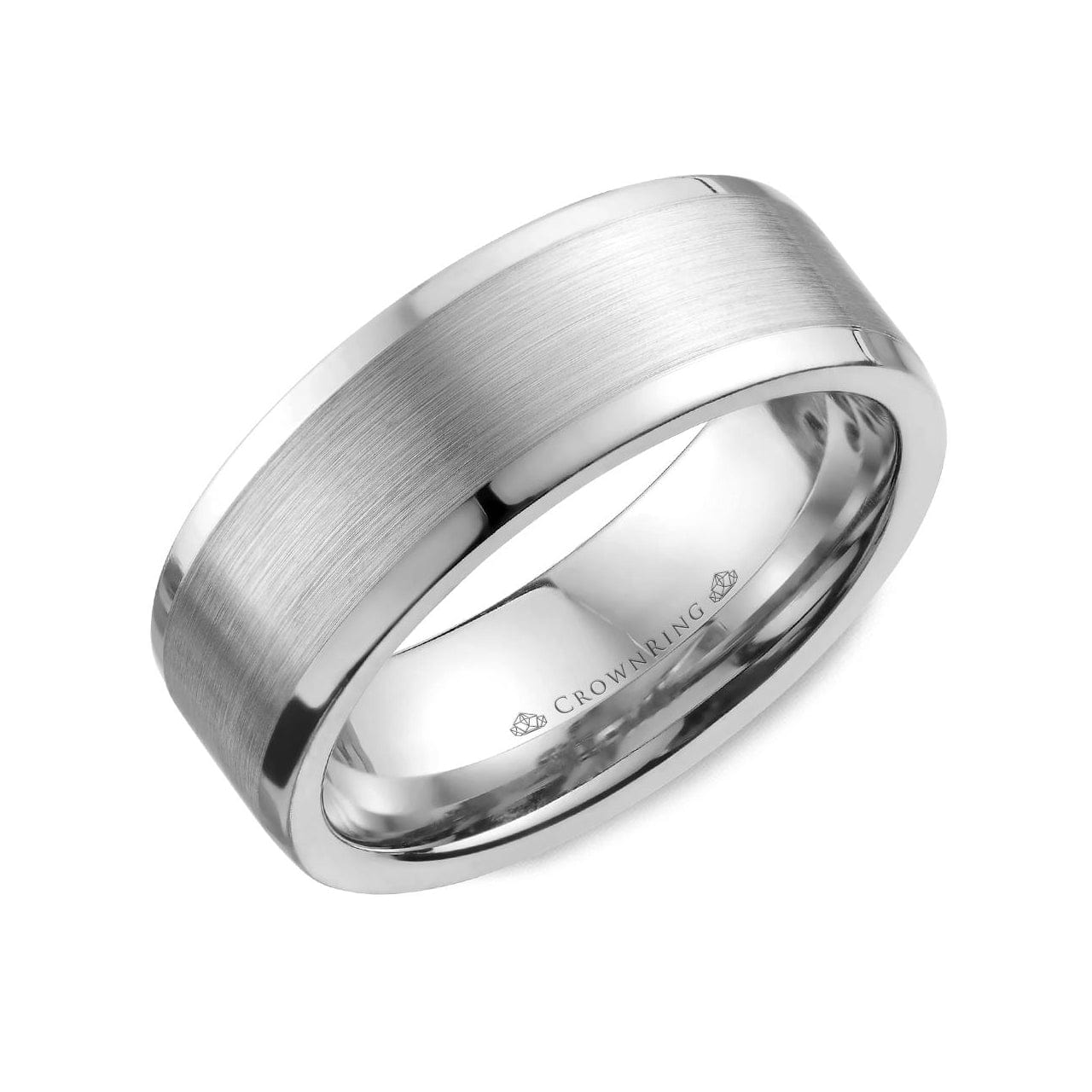 Sandpaper Center with High Polished Sides Wedding Band (8MM)