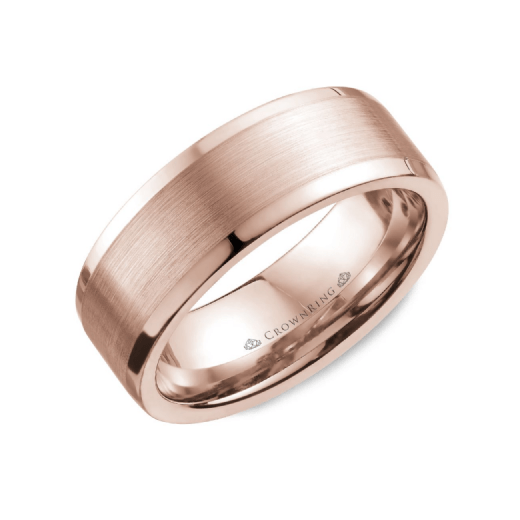 Sandpaper Center with High Polished Sides Wedding Band (8MM)