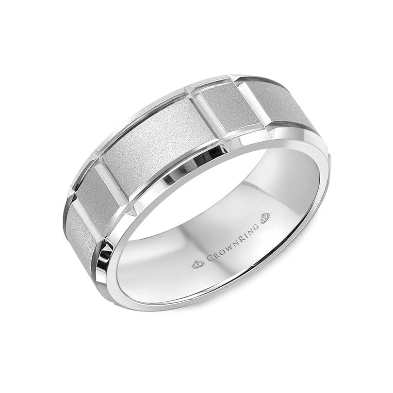 Fine Sandblast Center and High Polish Edges Wedding Band (7MM)