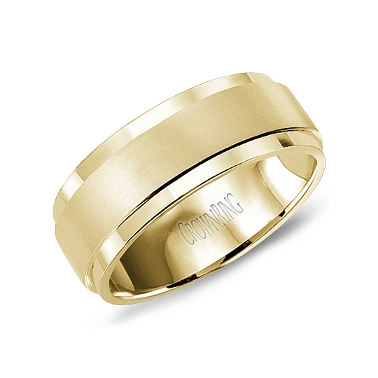 Sandpaper Center with High Polish Sides Wedding Band (8MM)