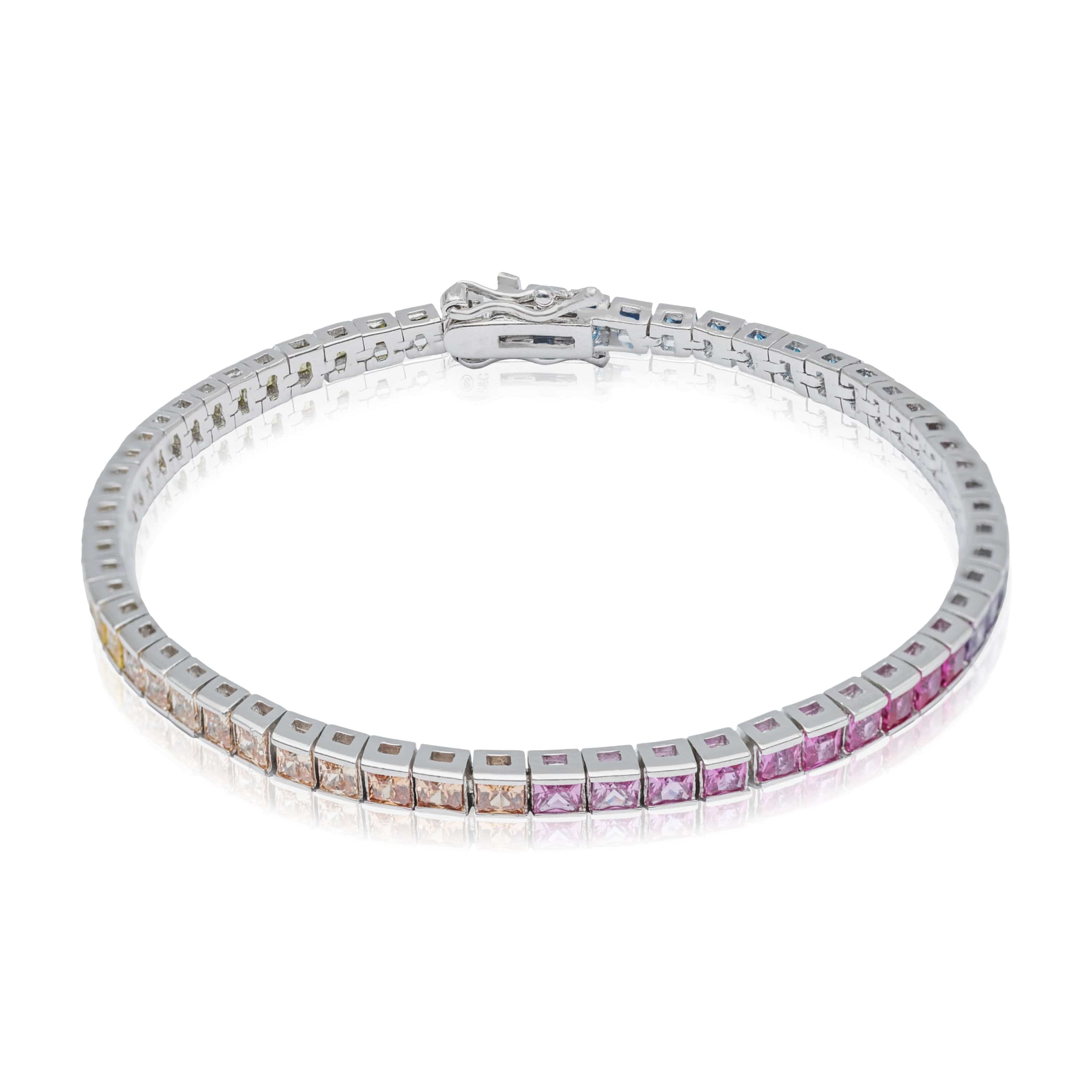 Sterling Silver Rainbow CZ Bracelet